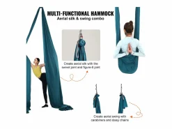 Hamaca de Yoga SucceBuy, Columpio Aéreo en Seda y Yoga, 11 m, Hamaca de Trápecio para Inversión, , Kit de Hamaca en Tela de Nailon 100 g/m²