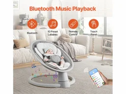 Hot Hamaca Eléctrica para Bebés, SucceBuy Columpio para Bebés y Recién Nacidos con 5 Velocidades, Mando Bluetooth, Canciones de Cuna y Cojín Mueble De Bebé