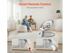 Hot Hamaca Eléctrica para Bebés, SucceBuy Columpio para Bebés y Recién Nacidos con 5 Velocidades, Mando Bluetooth, Canciones de Cuna y Cojín Mueble De Bebé