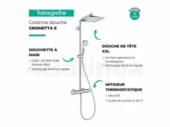 Online HANSGROHE Crometta E 240 columna de ducha termostática cromada Gris claro