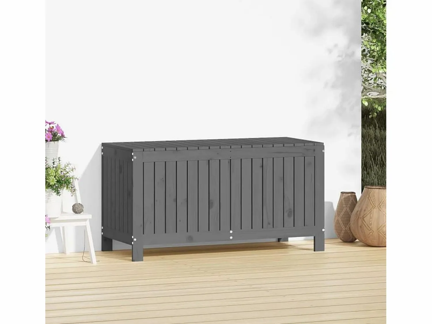 Outlet Hara Caja de almacenaje jardín madera de pino 115x49x60 cm Baúl De Jardín