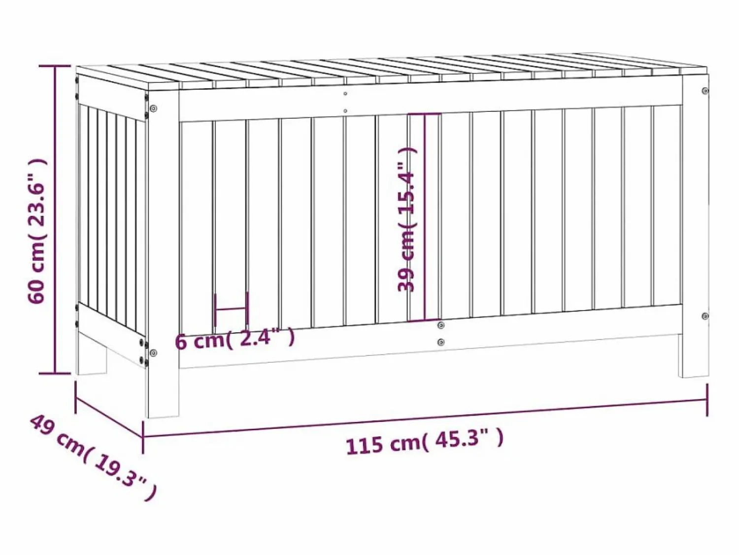 Outlet Hara Caja de almacenaje jardín madera maciza de pino 115x49x60 cm Baúl De Jardín