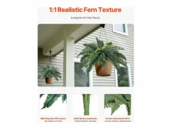Best Helecho Artificial SucceBuy, Pack de 2, Helecho Falso de Boston 80-86 cm, 30 Hojas, Colgante, Decoración Interior/Exterior, Hogar/Oficina, Maceta No Incluida Planta Artificial