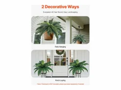 Best Helecho Artificial SucceBuy, Pack de 2, Helecho Falso de Boston 80-86 cm, 30 Hojas, Colgante, Decoración Interior/Exterior, Hogar/Oficina, Maceta No Incluida Planta Artificial