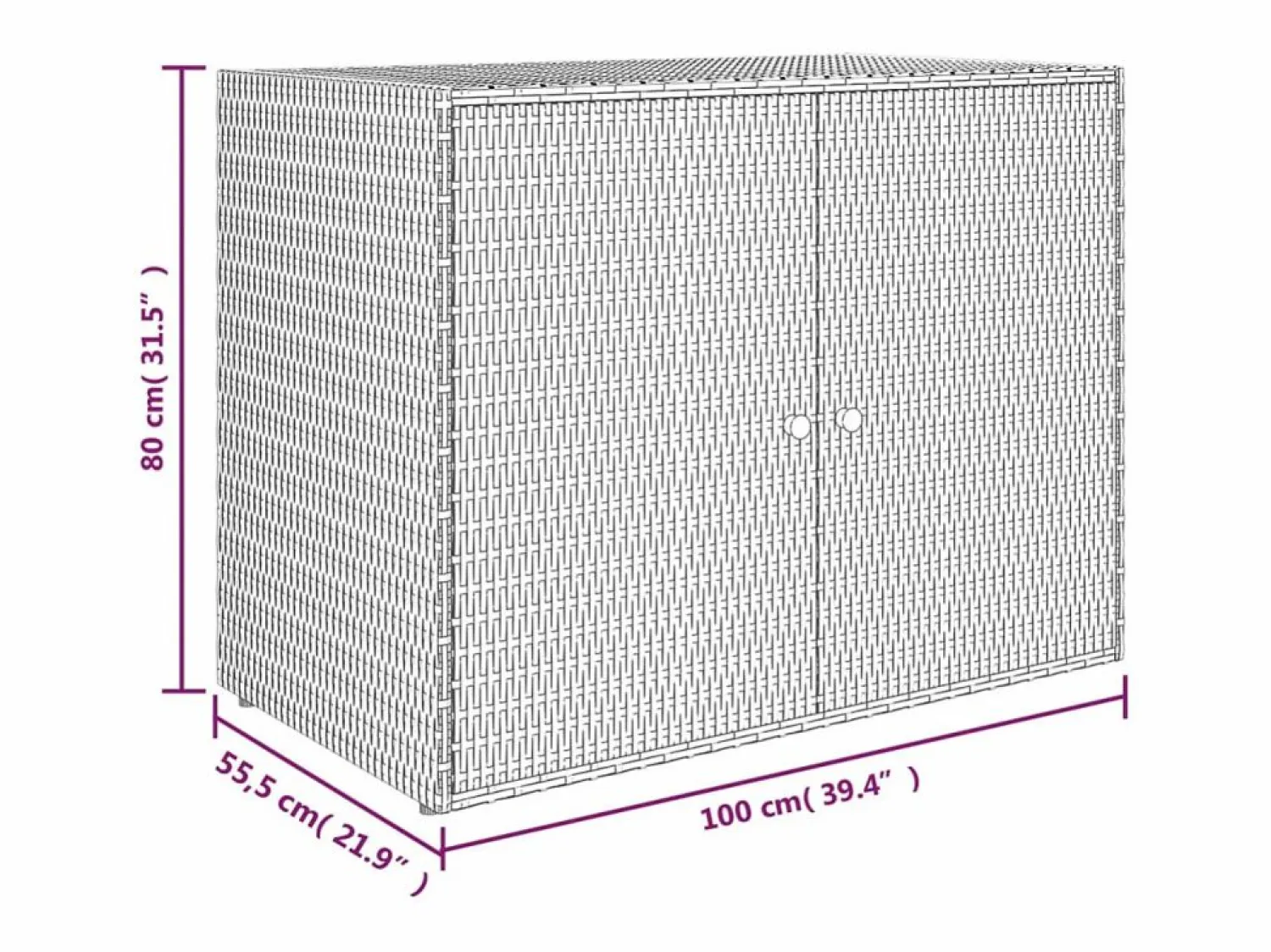 Outlet Herber Armario de almacenaje de jardín ratán PE 100x55,5x80 cm Armario De Jardín