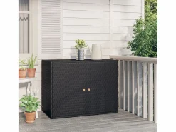 Best Garden Furniture Herber Armario de jardín 100x55,5x80 cm Ratán sintético Negro