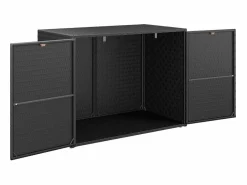 Best Garden Furniture Herber Armario de jardín 100x55,5x80 cm Ratán sintético Negro