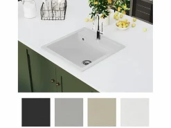 Discount Garden Furniture Herlaug Fregadero de cocina de granito con un seno Blanco