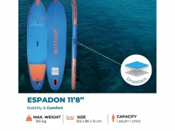 Best Hinchable Sup ESPADON 11'8 - 355x86x15cm Dropstitch - Pack Paddle Leash Pump Carry Bag Deportes Náuticos