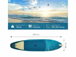 WATTSUP Hinchable Sup MARLIN 12'5 - 378x86x15cm Dropstitch - Pack Paddle Leash Pump Carry Bag Azul
