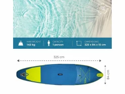 WATTSUP Hinchable Sup SAR 10'8 - 325x84x15cm Dropstitch - Pack Paddle Leash Pump Carry Bag