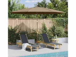 Garden Furniture Hollywood Sombrilla de jardín con palo de madera 350 cm gris topo