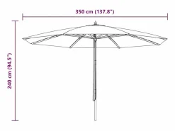 Garden Furniture Hollywood Sombrilla de jardín con palo de madera 350 cm gris topo