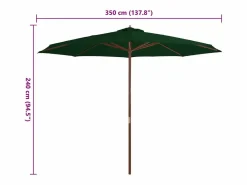 Garden Furniture Hollywood Sombrilla de jardín con palo de madera 350 cm verde