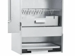New Horno ahumador de barbacoa con mesa acero galvanizado ES378964 Plateado