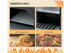 Hot Horno de leña 3 niveles con ruedas acero inox 160x64x54 cm Barbacoa