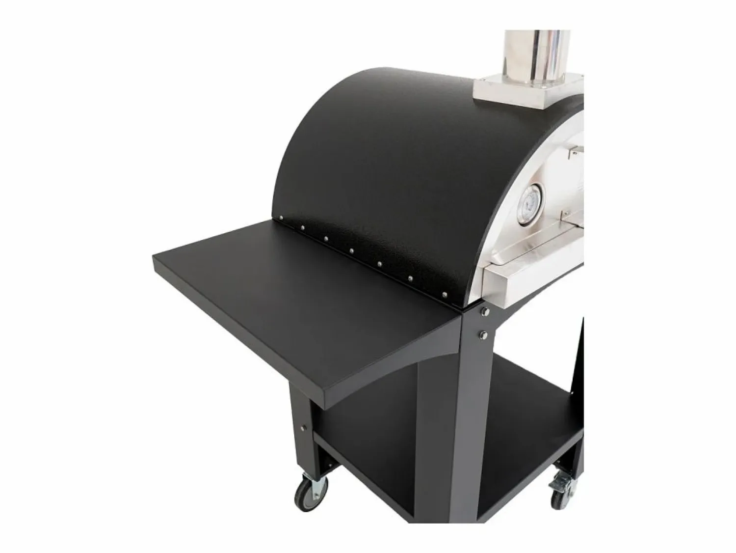 Sale Horno de Pizza Portátil 184 cm Negro | Con Ruedas, Piedra, 2 Estaciones y Cubierta GRATIS Barbacoa