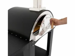 Sale Horno de Pizza Portátil 184 cm Negro | Con Ruedas, Piedra, 2 Estaciones y Cubierta GRATIS Barbacoa