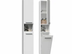 TOPESHOP HORTI - Mueble de baño con cesto de ropa - 31x30x174 cm - Columna de almacenaje para baño