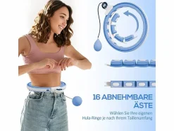 Clearance Hula hoop inteligente ajustable con peso y contador, plástico, claro, 16 segmentos (76x113cm) Azul