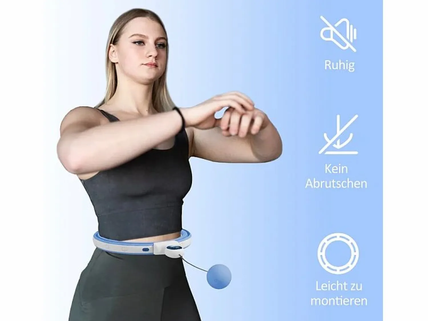 Clearance Hula hoop inteligente ajustable con peso y contador, plástico, claro, 16 segmentos (76x113cm) Azul