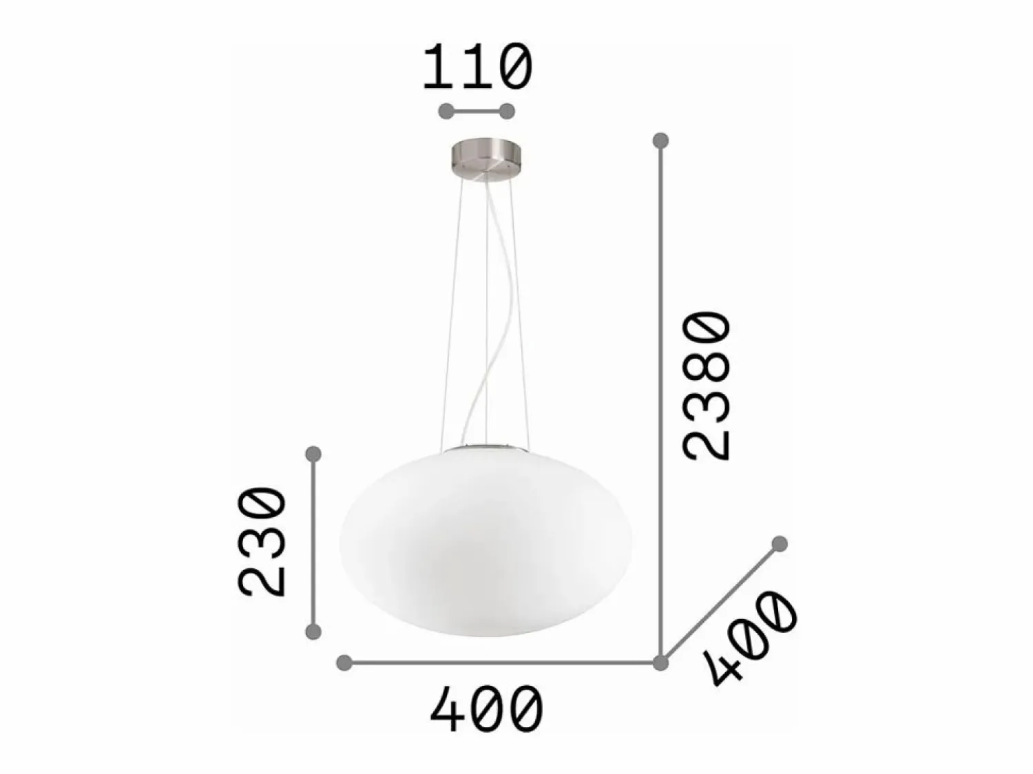 Best Candy - Lámpara colgante de techo de 1 globo mediano, blanca, E27 Lámpara Suspendida