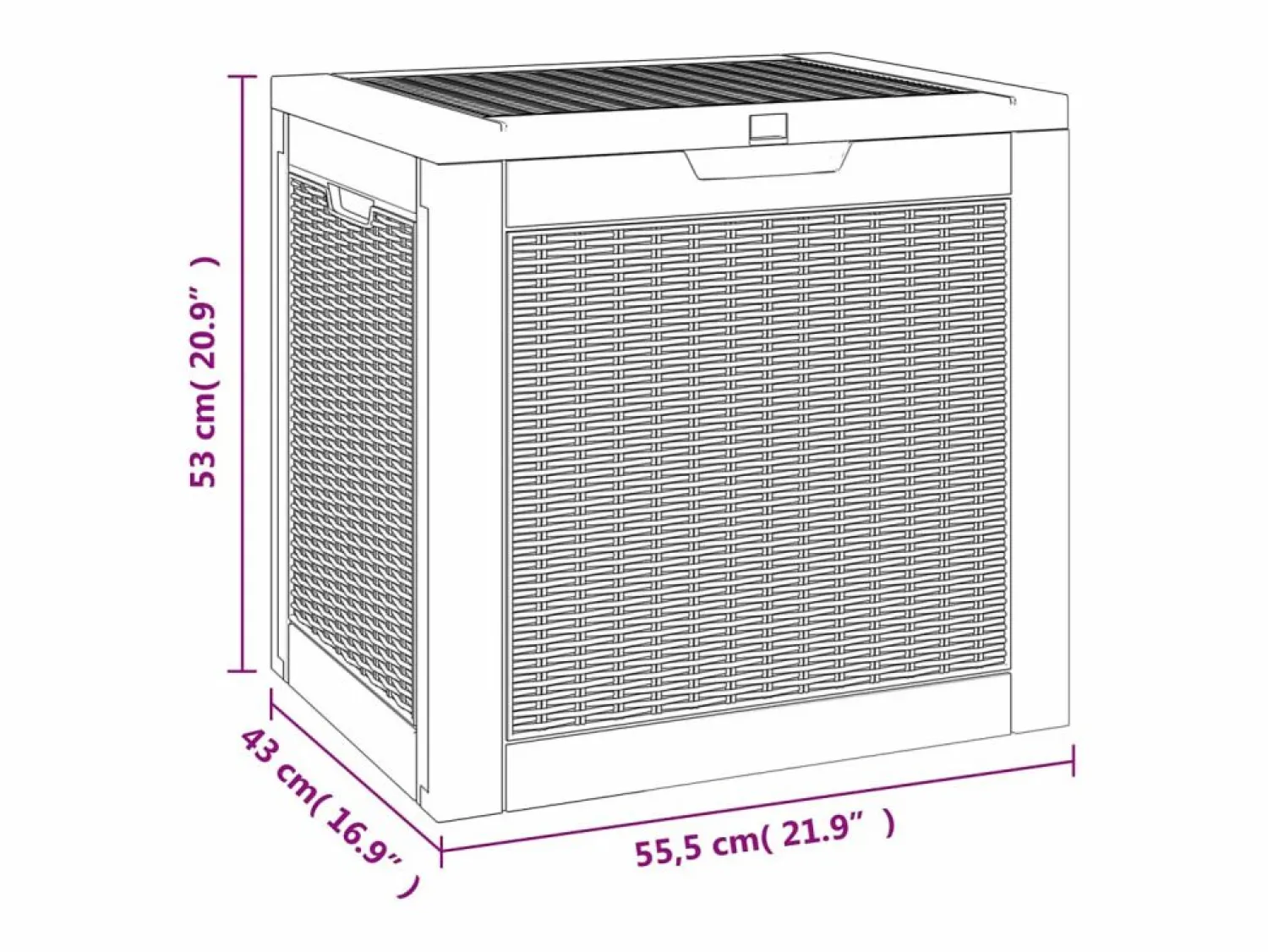 Garden Furniture Indar Caja de almacenaje de jardín PP marrón claro 55,5x43x53 cm