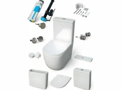 Outlet Aquore Inodoro cerámica GENOVA cisterna baja negro mate Blanco