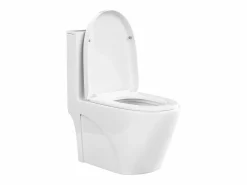 Vente-unique Inodoro de cerámica de suelo con tapa silenciosa, descarga horizontal, NAGILAM