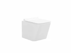 Discount Vente-unique Inodoro flotante con marco de soporte y placa de descarga cromada, CLEMONA Blanco