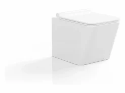 Clearance Vente-unique Inodoro flotante de cerámica sin brida, L51.5 x Alt. 34, CLEMONA Blanco