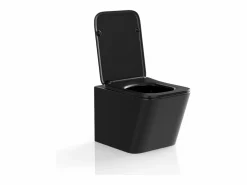 Best Vente-unique Inodoro flotante de cerámica mate sin brida, Ancho 51,5 x Alt. 34, CLEMONA Negro
