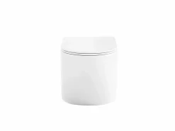 Best Vente-unique Inodoro flotante en cerámica brillante con estructura decorativa, JAVOINE Blanco