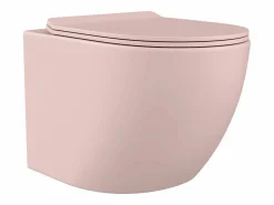 Online Vente-unique Inodoro flotante mate con estructura de soporte y placa de activación, JAVOINE Rosa