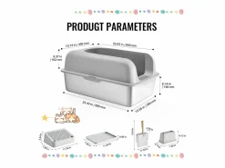 New Inodoro para Gatos SucceBuy XL, 15 CM de Profundidad, Inodoro, de Acero Inoxidable con Reposapiés Higiene Y Cuidado De Mascotas
