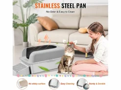 New Inodoro para Gatos SucceBuy XL, 15 CM de Profundidad, Inodoro, de Acero Inoxidable con Reposapiés Higiene Y Cuidado De Mascotas
