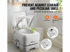 Sale Inodoro Portátil SucceBuy 12 L, Inodoro Portátil para Camping y Viaje con Cisterna de Chorro de Agua Gris