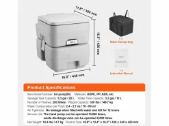 Hot Inodoro Portátil SucceBuy 20 L, con Bolsa de Transporte para el Camping Inodoro Suspendido