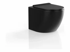 Best Vente-unique Inodoro suspendido de cerámica mate sin brida, JAVOINE Negro