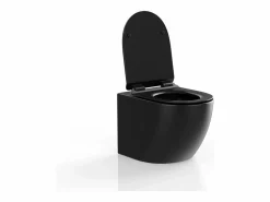 Best Vente-unique Inodoro suspendido de cerámica mate sin brida, JAVOINE Negro