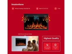 Insert eléctrico INFINITY para chimenea eléctrica - fuego premium - empotrada - 66x14x50 cm - chimenea LED con calefacción 750/1500 W