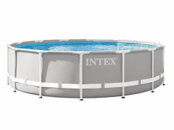Clearance Intex 26724NP - Piscina Redonda Prisma Frame con bomba depuradora, escalera y láminas, 457x107 cm Gris