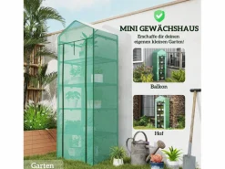Invernadero con puerta enrollable y estantes, de plástico, , para jardín y balcón (69x49x193 cm) Verde