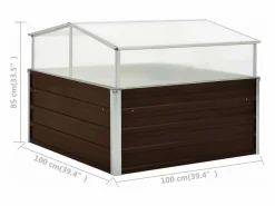Clearance Clicnbuy Invernadero de acero galvanizado marrón 100x100x85 cm Marru00f3n