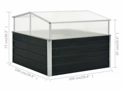 Clicnbuy Invernadero de acero galvanizado 100x100x77 cm Gris antracita