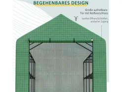 Invernadero de jardín con 8 estantes, puerta enrollable, estructura de acero y cubierta de PE, (244x180x210 cm)