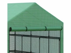 Invernadero de jardín con 8 estantes, puerta enrollable, estructura de acero y cubierta de PE, (244x180x210 cm)