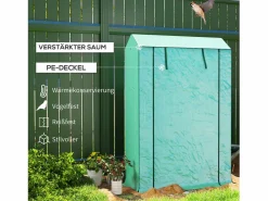 Hot Invernadero de jardín con estantes, puerta enrollable, de acero, con protección UV, para verduras y plantas, (100x40x150 cm) Verde