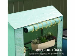 Hot Invernadero de jardín con estantes, puerta enrollable, de acero, con protección UV, para verduras y plantas, (100x40x150 cm) Verde