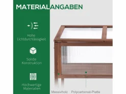Invernadero de jardín con cubierta transparente, de madera y policarbonato, para hortalizas y plantas, color marrón (90 x 50 x 93 cm)